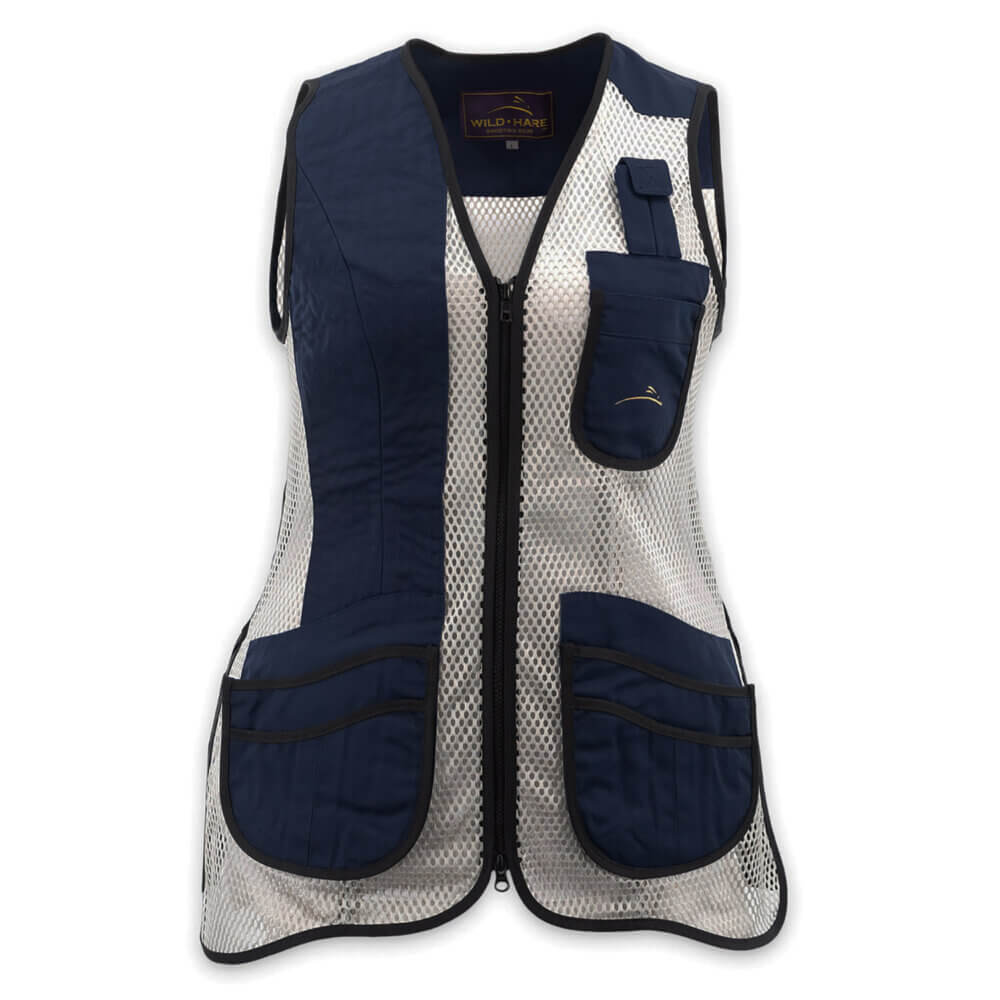 Krieghoff Ladies’ “Comfort Fit” Mesh Vest by Wild Hare – Right Handed, Navy Blue/Silver